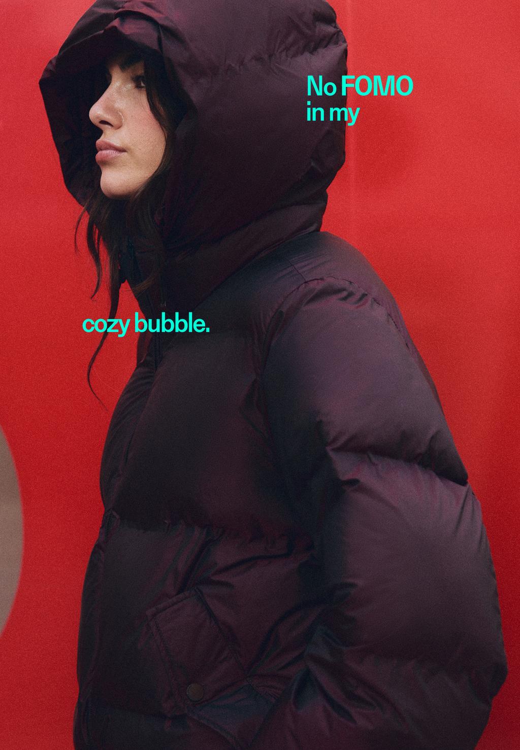 Shiny padded jacket with hood