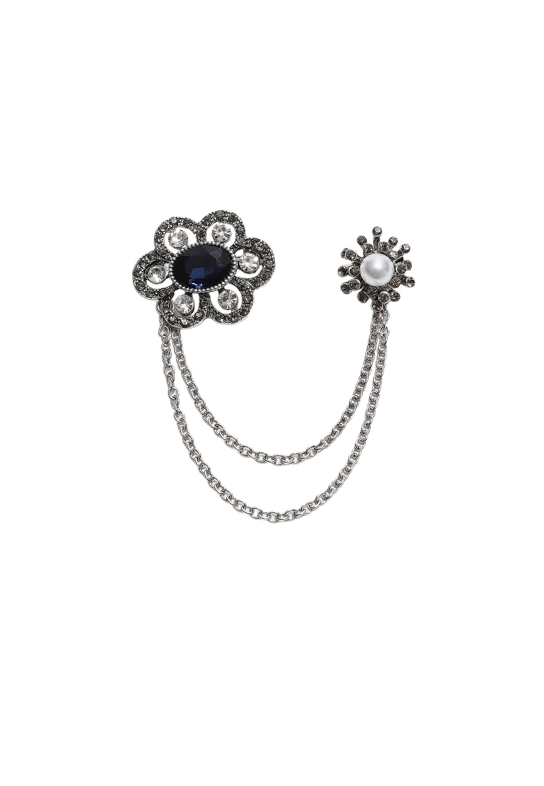 Jewelled chain brooch — Grey