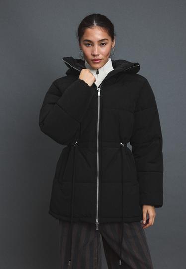 Mid-length padded coat — Black 1