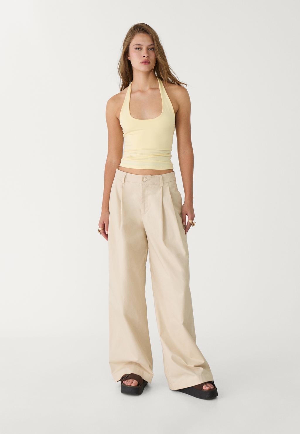 Racer-neck top