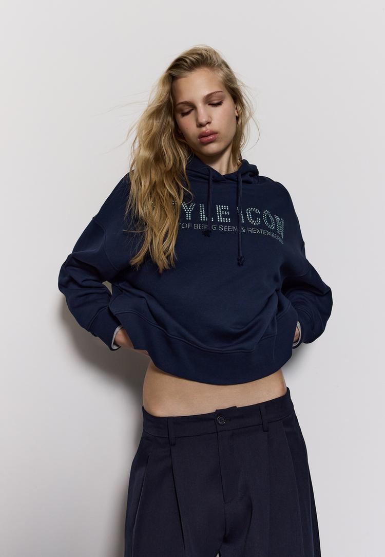 Glitzer-Kapuzenpullover Marineblau XL