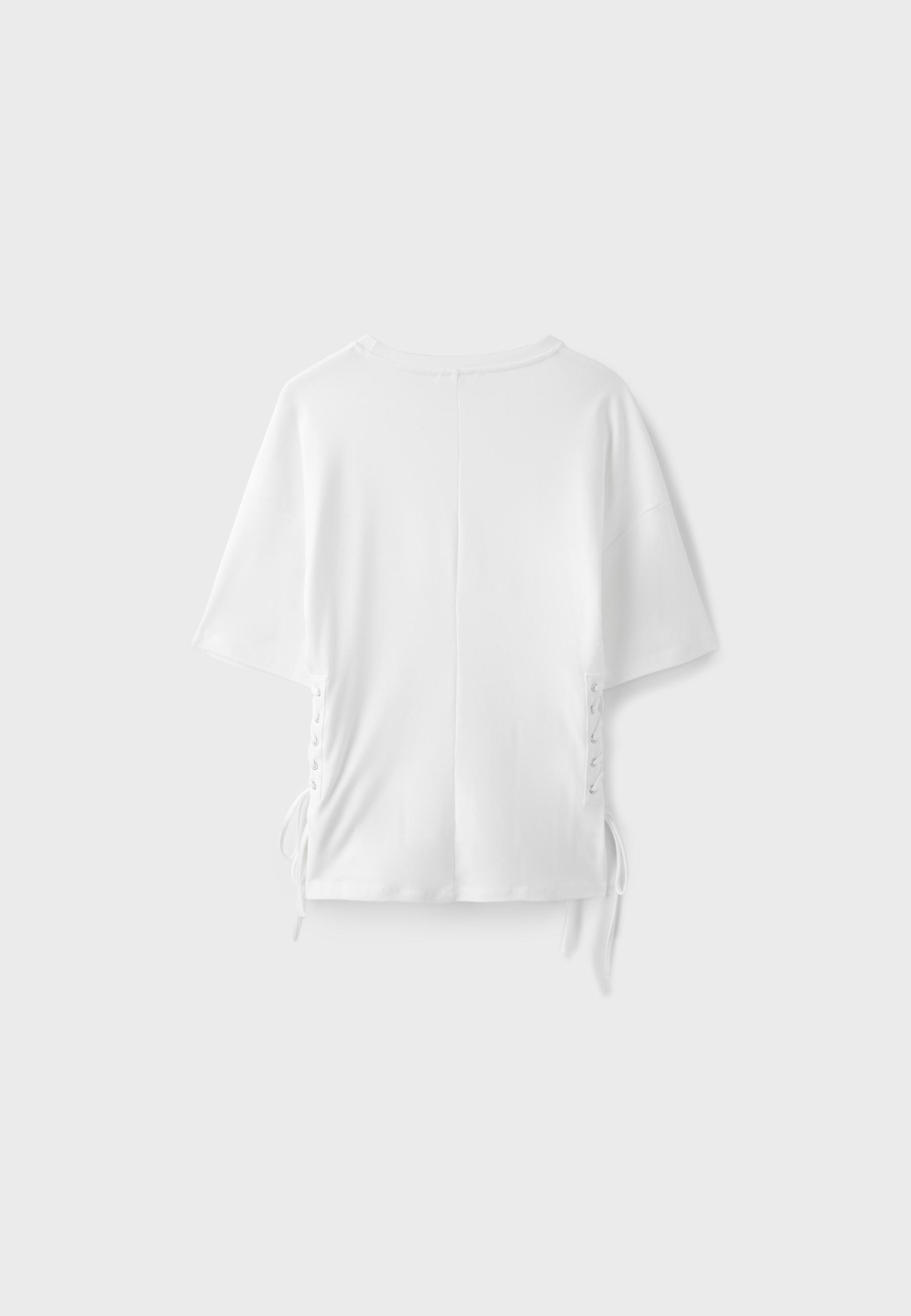 T-shirt with side ties — Ecru