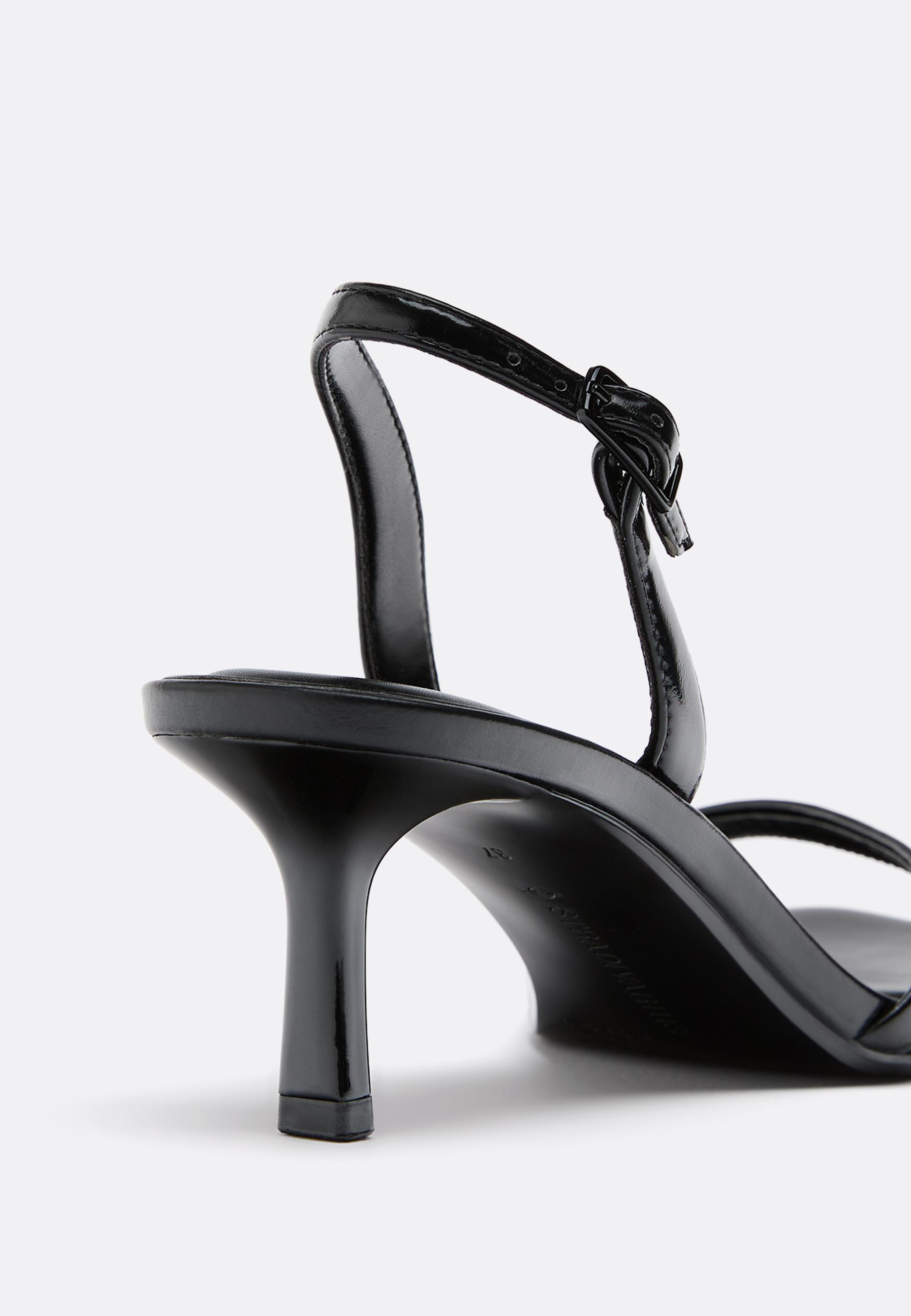 Heeled cut-out strap sandal — BLACK