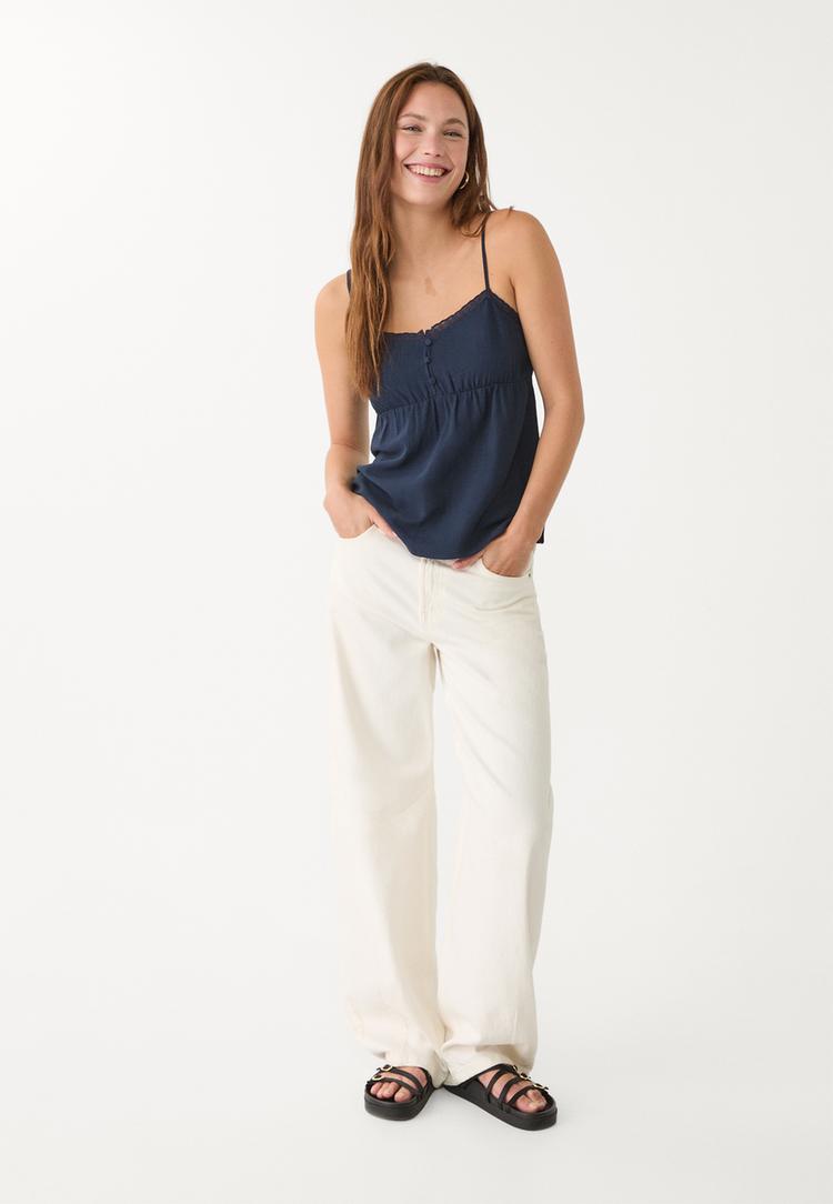 top fluido tirantes con lino