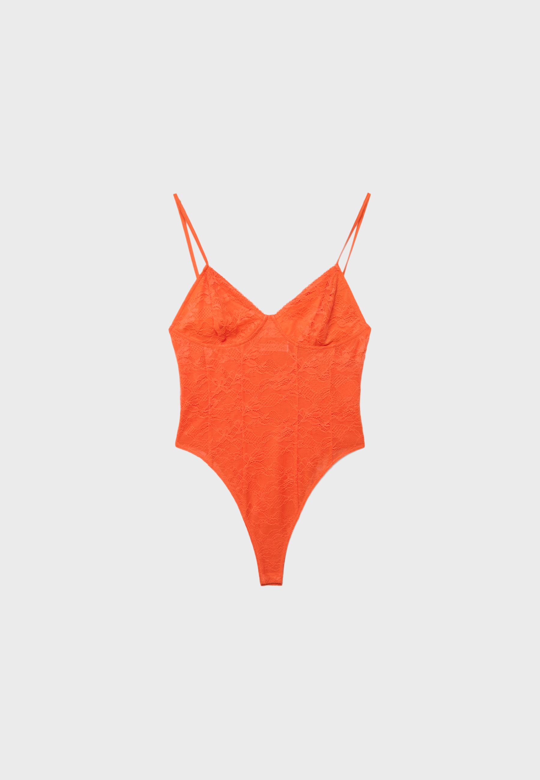 Lace strap bodysuit — Orange
