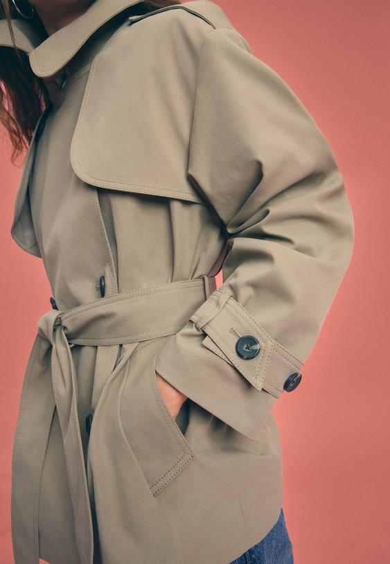 regular trenchcoat met hoge kraag