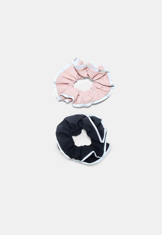 Stradivarius Set Of 2 Sporty Scrunchies Pastel Pink Os