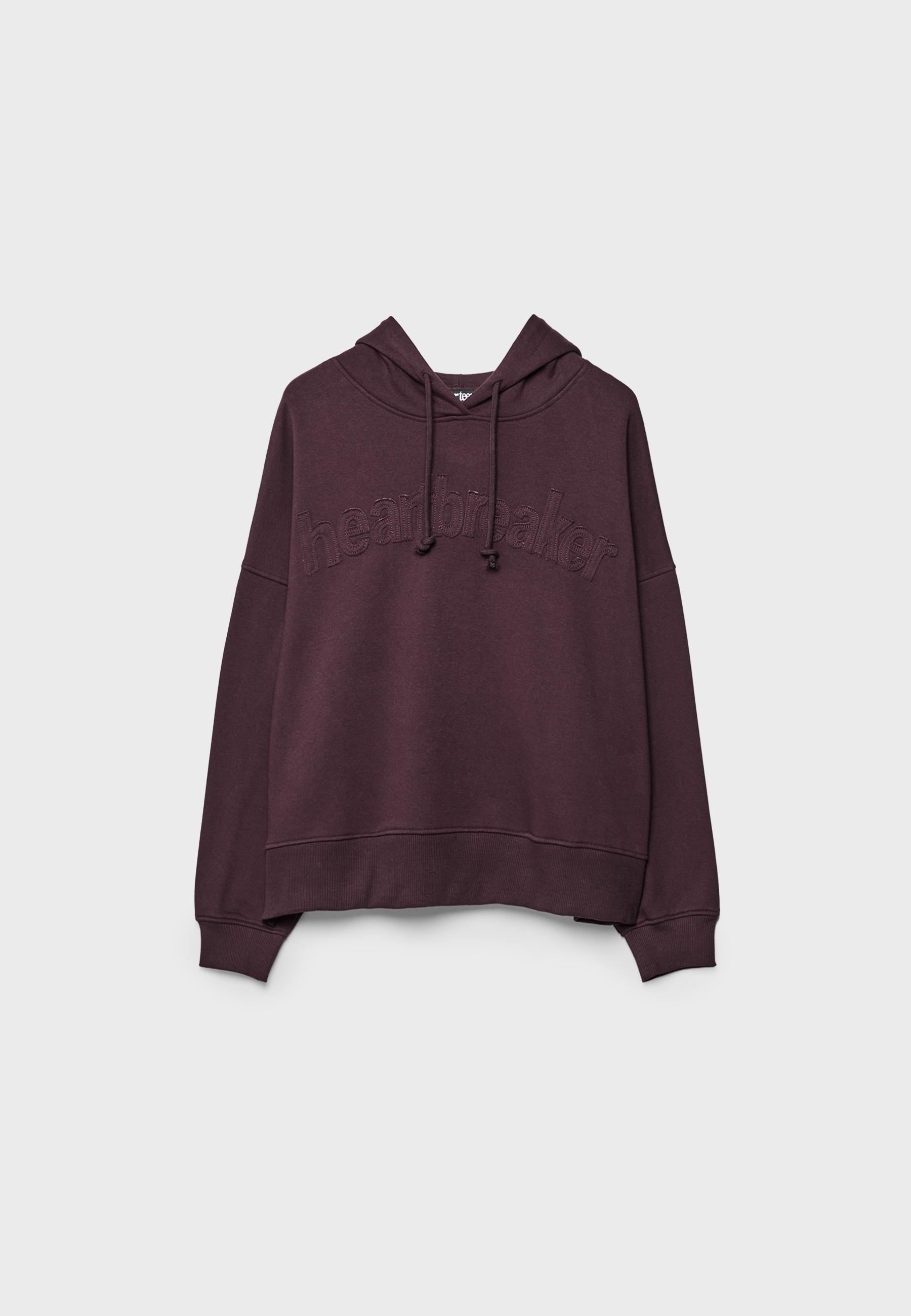 Embroidered hood sweatshirt — Burgundy