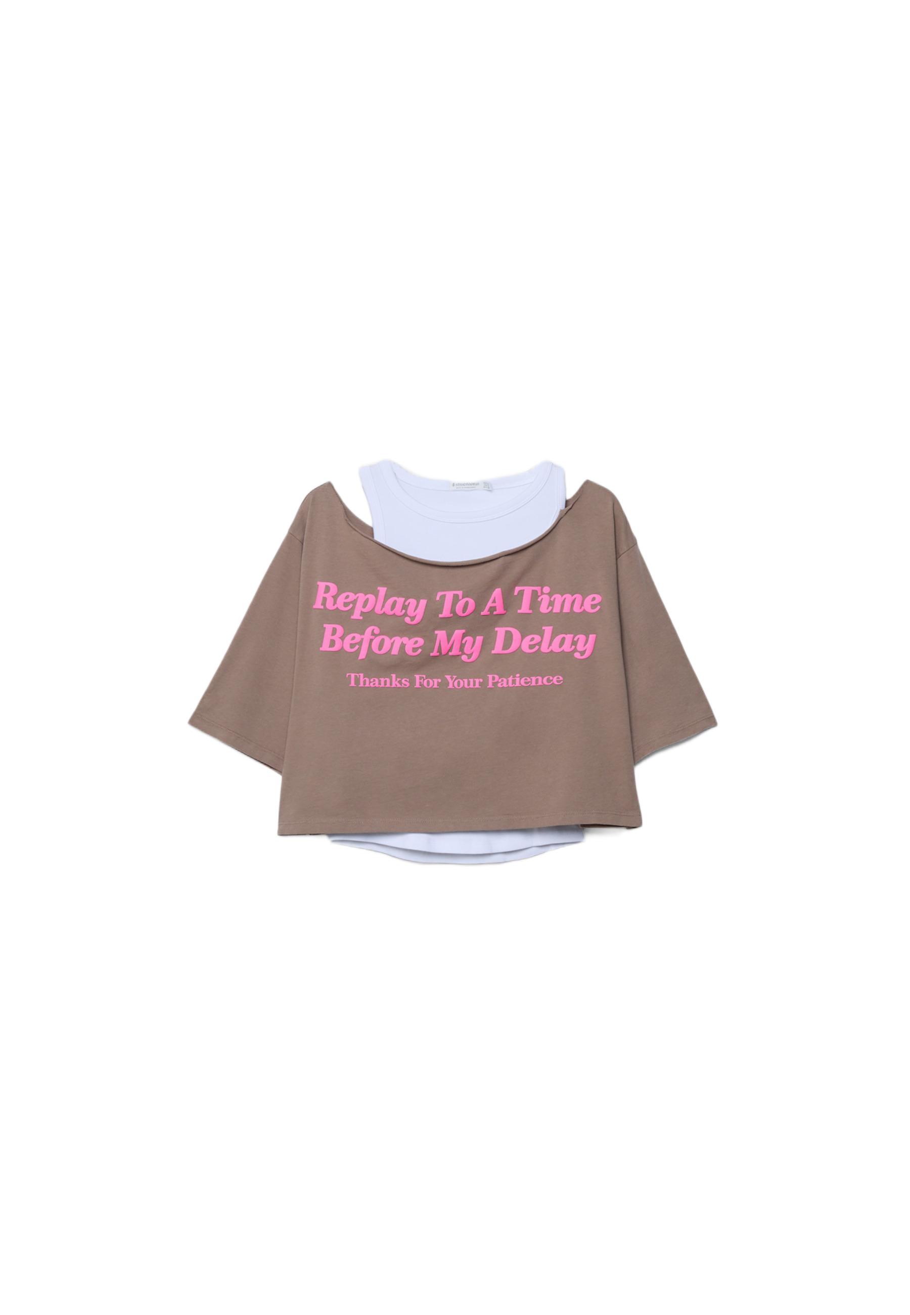 Double placement T-shirt — Beige
