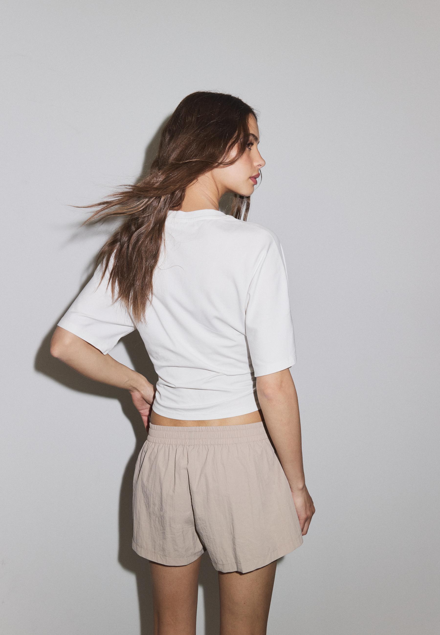 Technical mini shorts — Stone