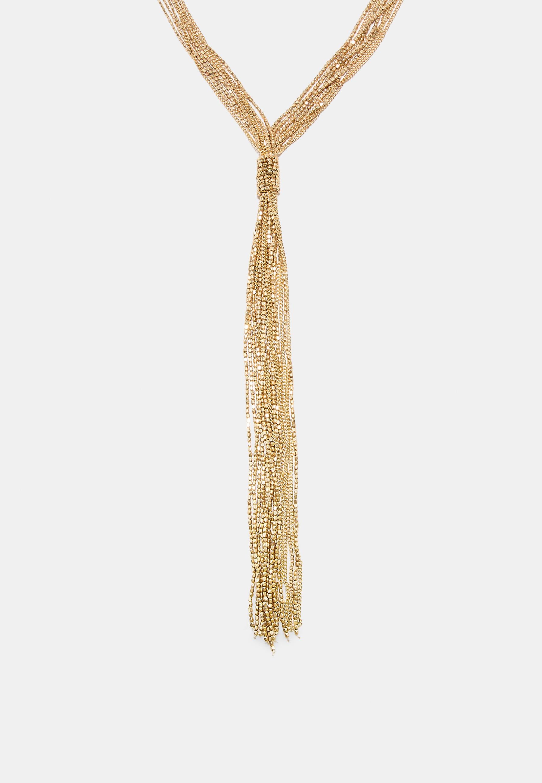 Stradivarius Κολιέ Lariat Με Μπίλιες Χρυσαφί Os