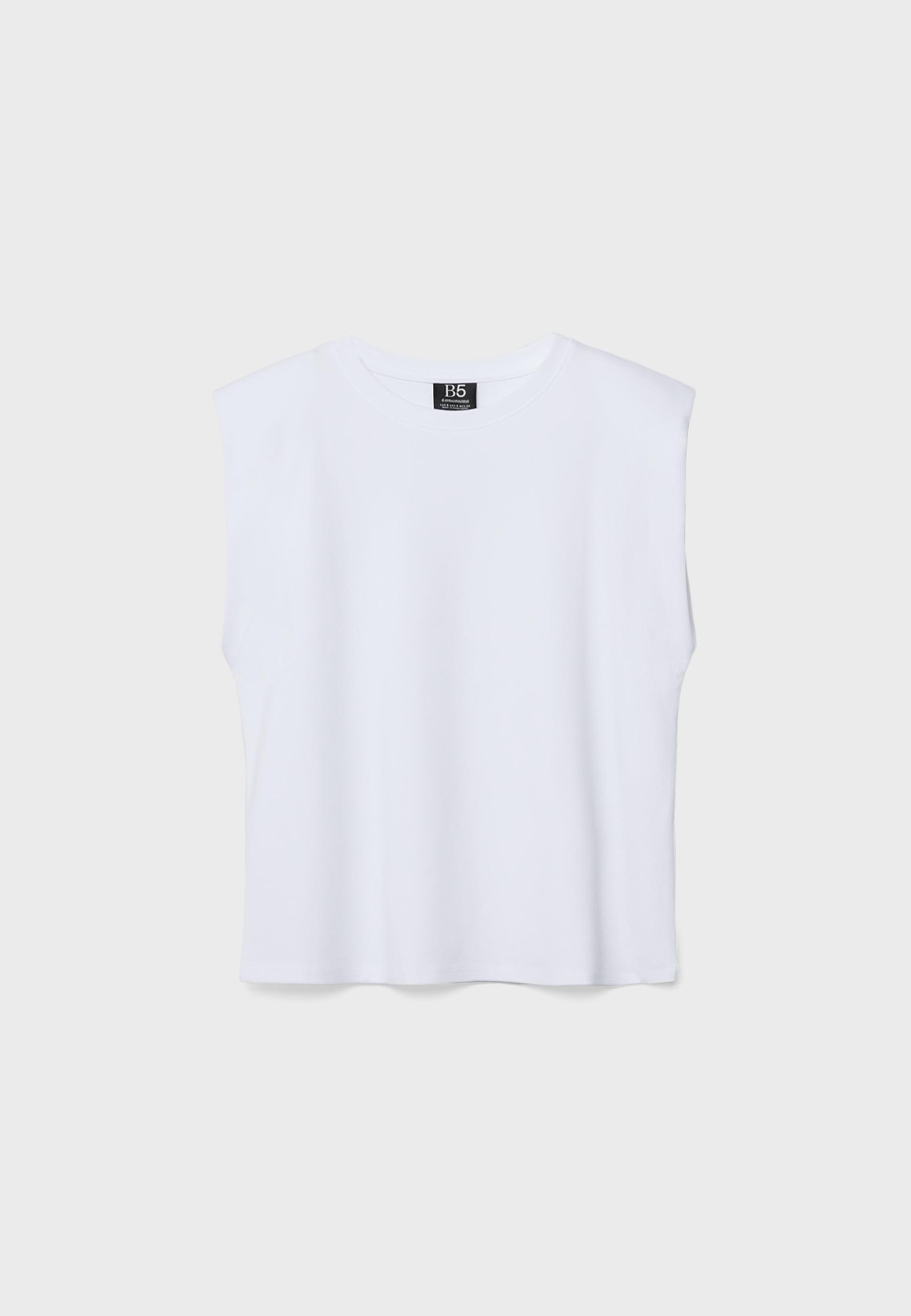 B05 Padded shoulder basic T-shirt — White