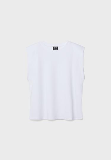 B05 Basic T-shirt with padded shoulders — White 7