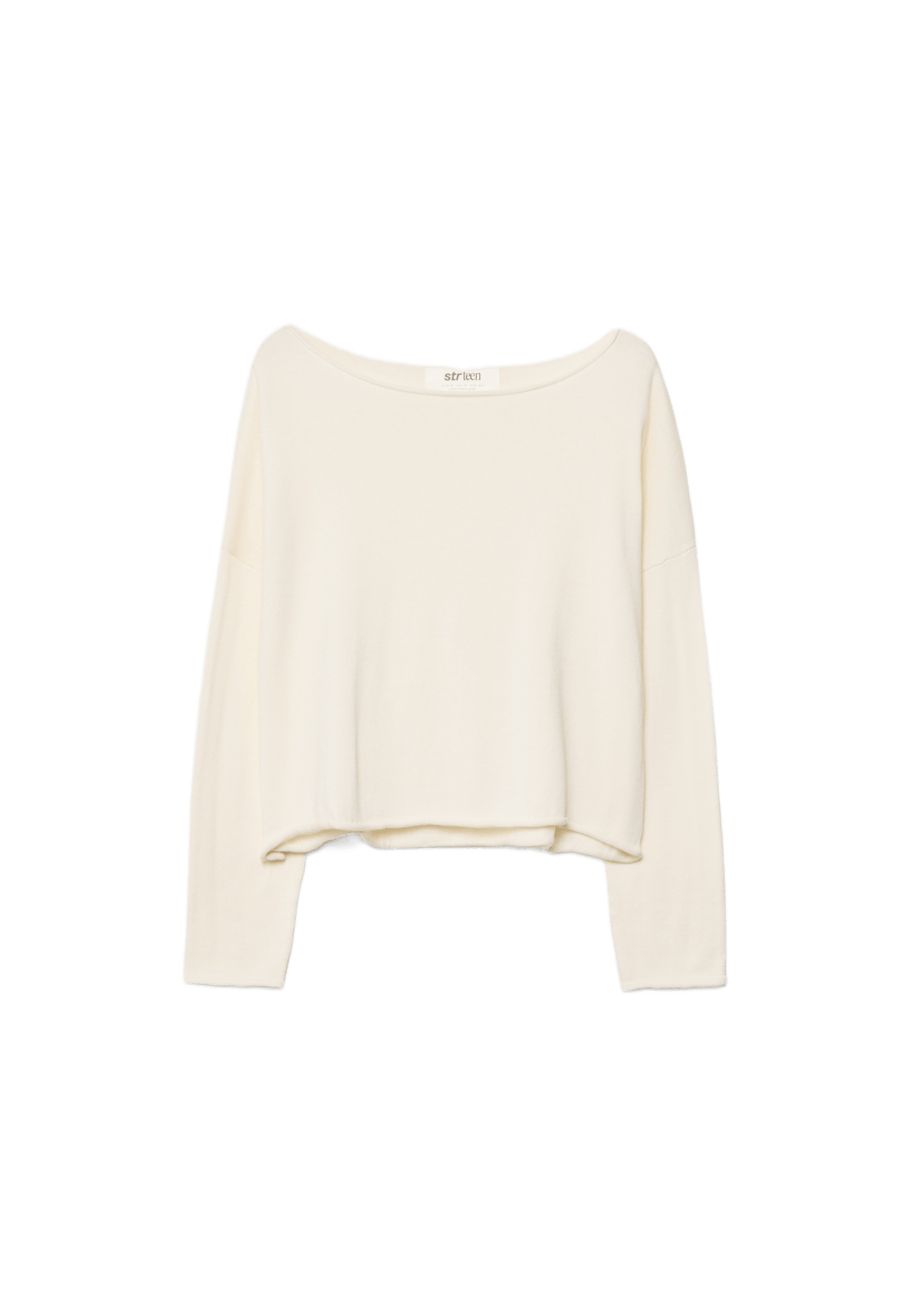Boat neck cropped sweater — Ecru