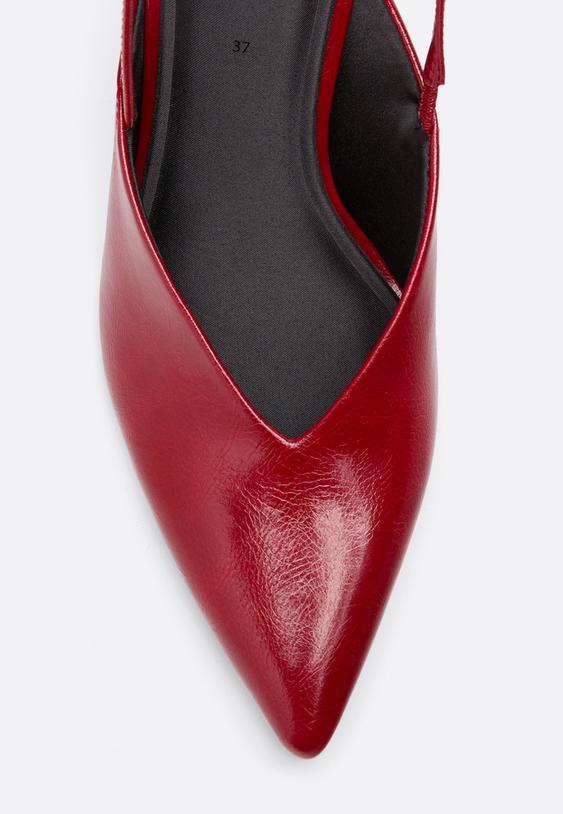 Stradivarius V-Neck Stiletto Heel Shoes Red 6