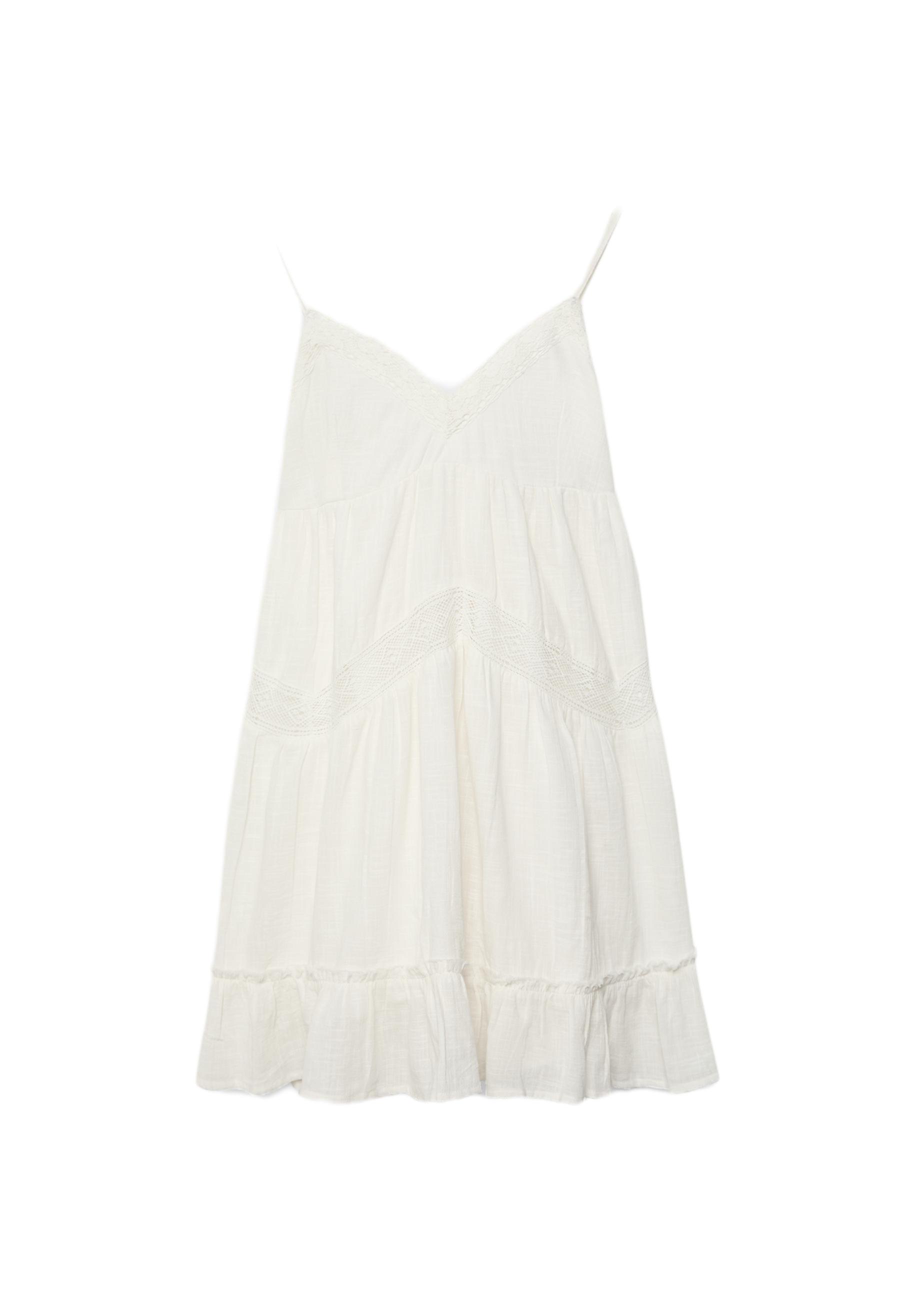 Short dress with lace detail — Ecru