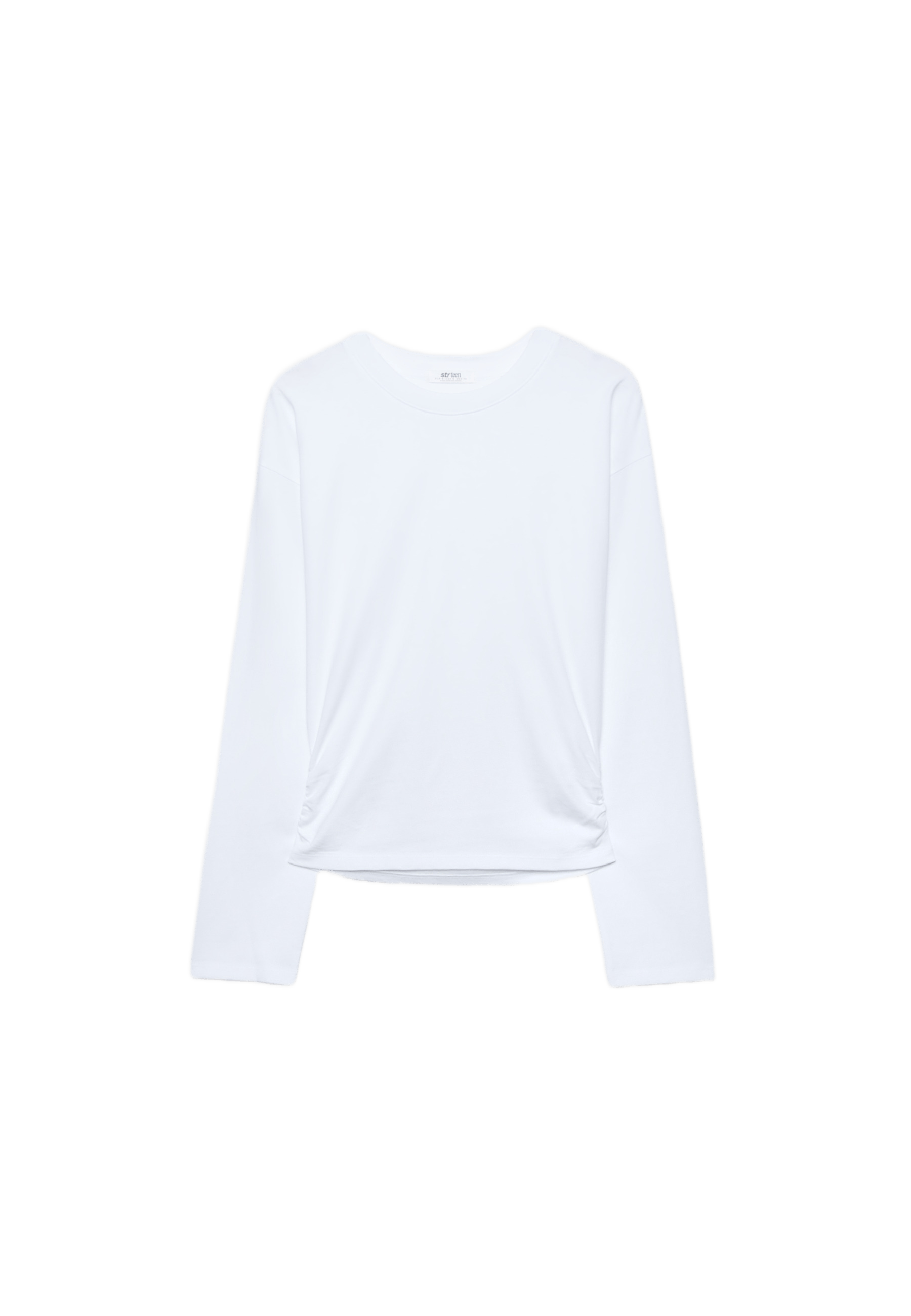 Long sleeve gathered T-shirt — White