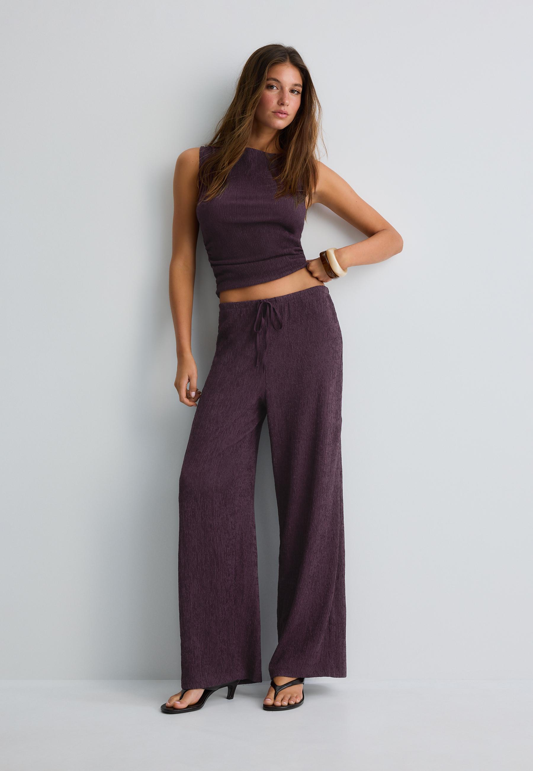 Straight-leg creased-effect trousers — Purple