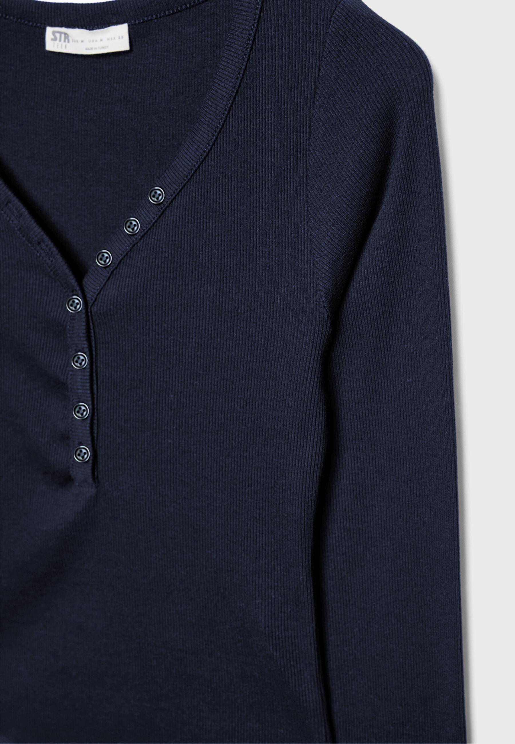 Blouse with buttons — Navy blue