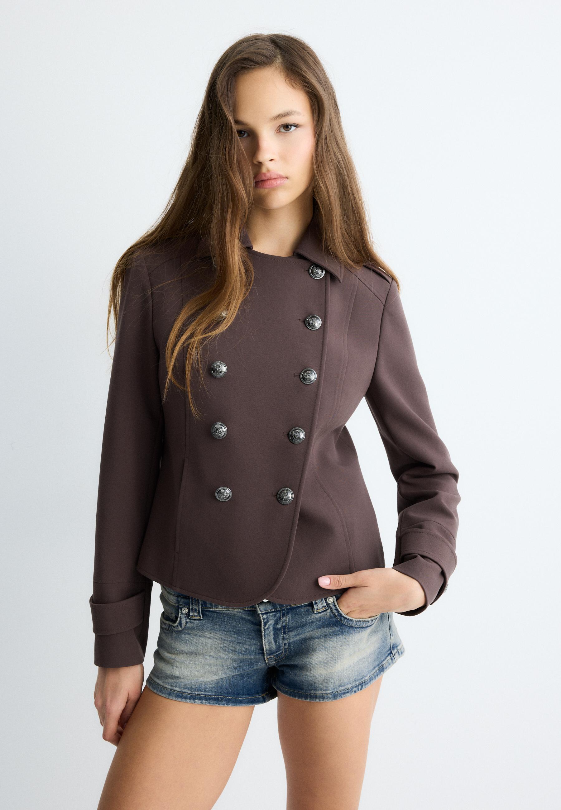 Blazer with engraved buttons — Brown