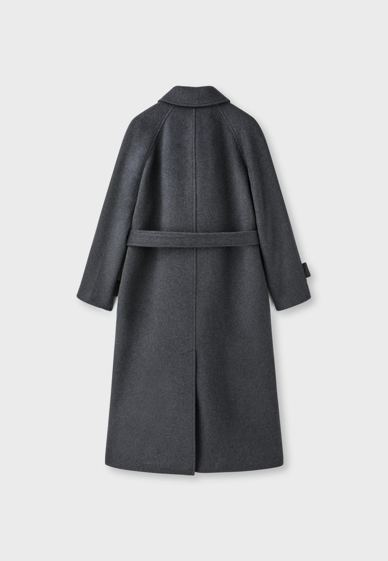 Long buttoned wool coat — Dark grey
