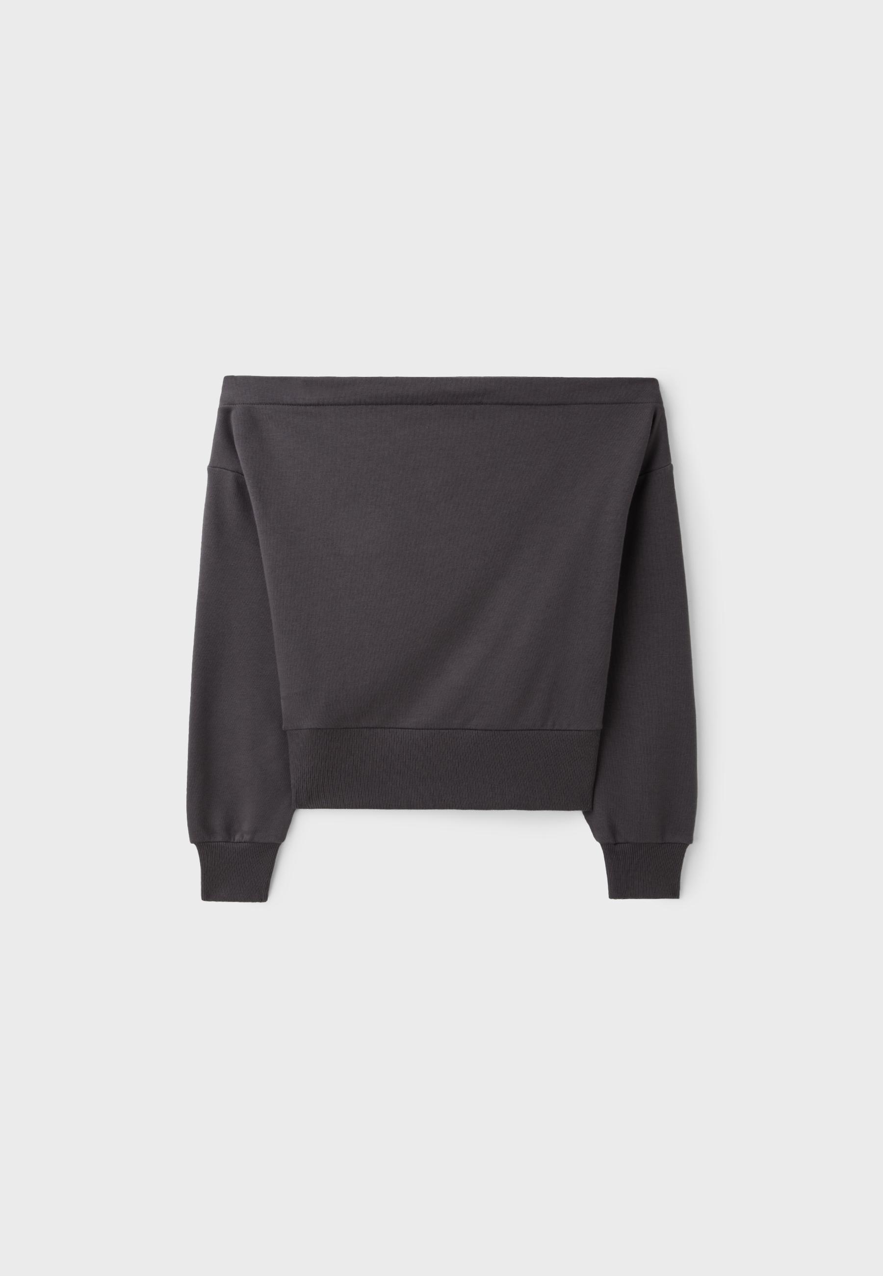 Cropped boat neck sweatshirt — Dark grey