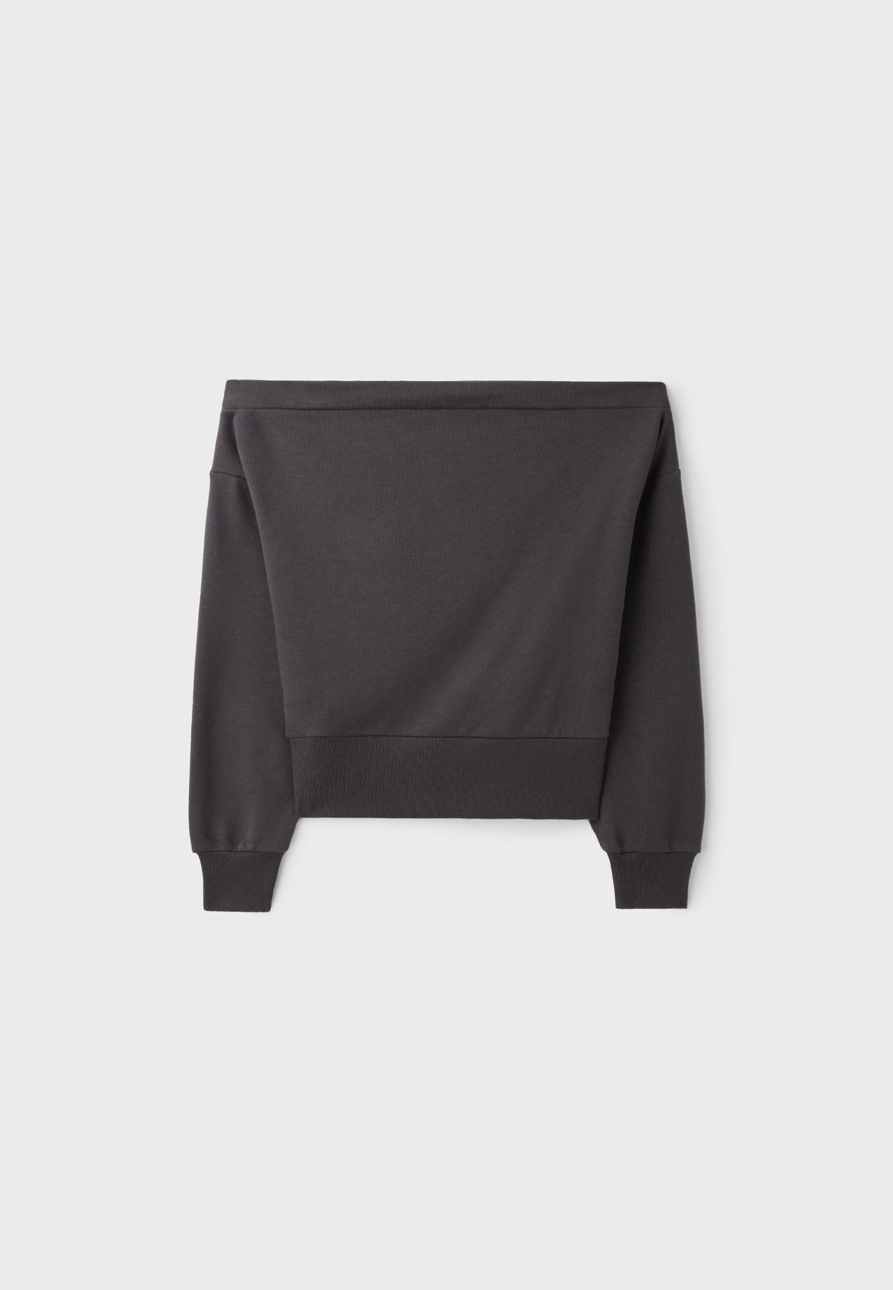 Cropped boat neck sweatshirt — Dark grey