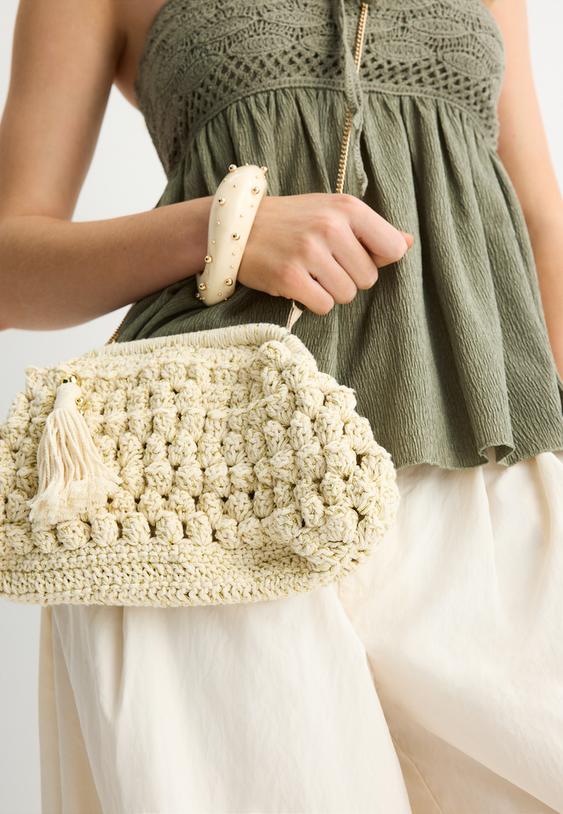 bolso bombonera crochet hilo metalizado