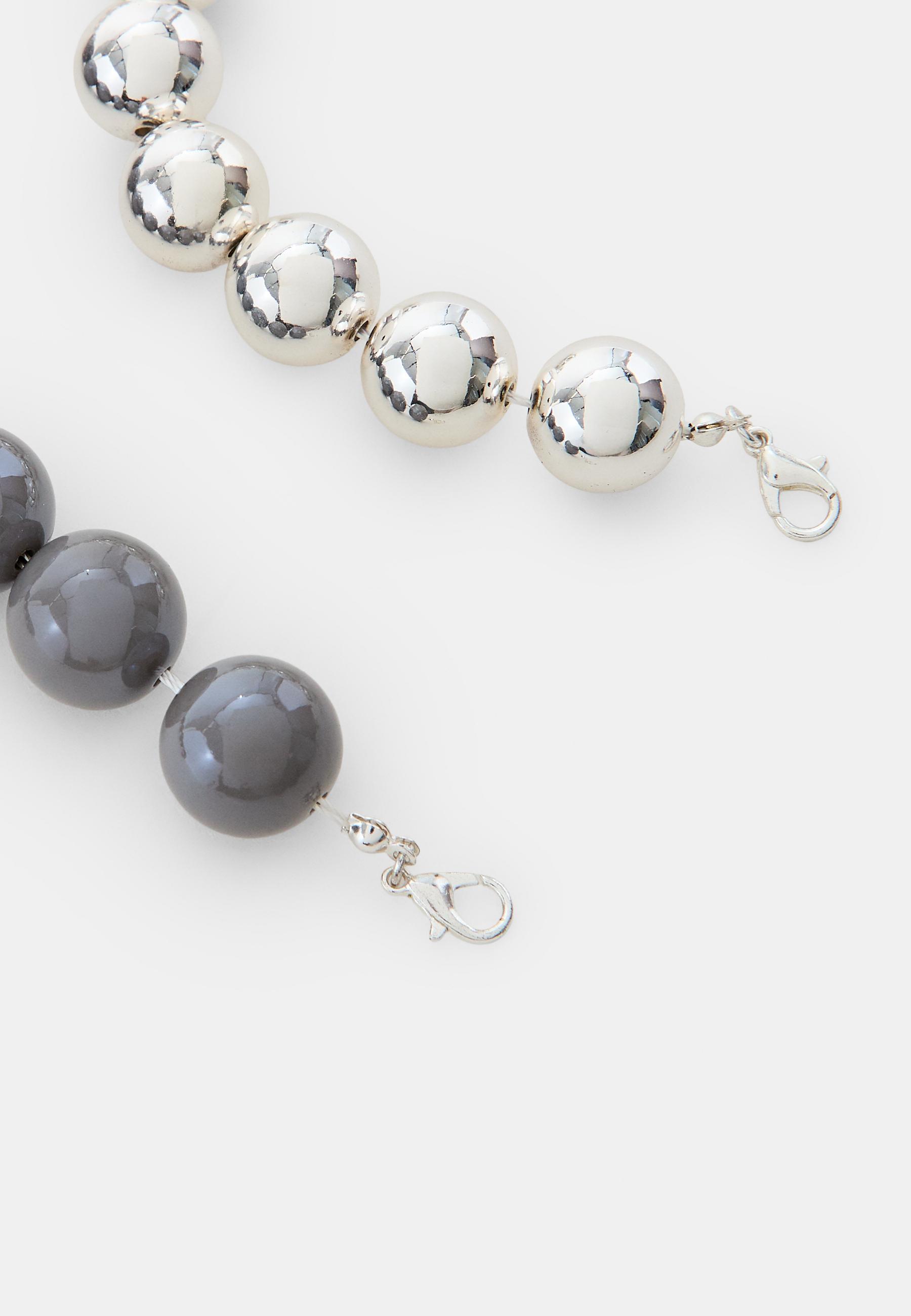 Set of 2 bead necklaces — Grey