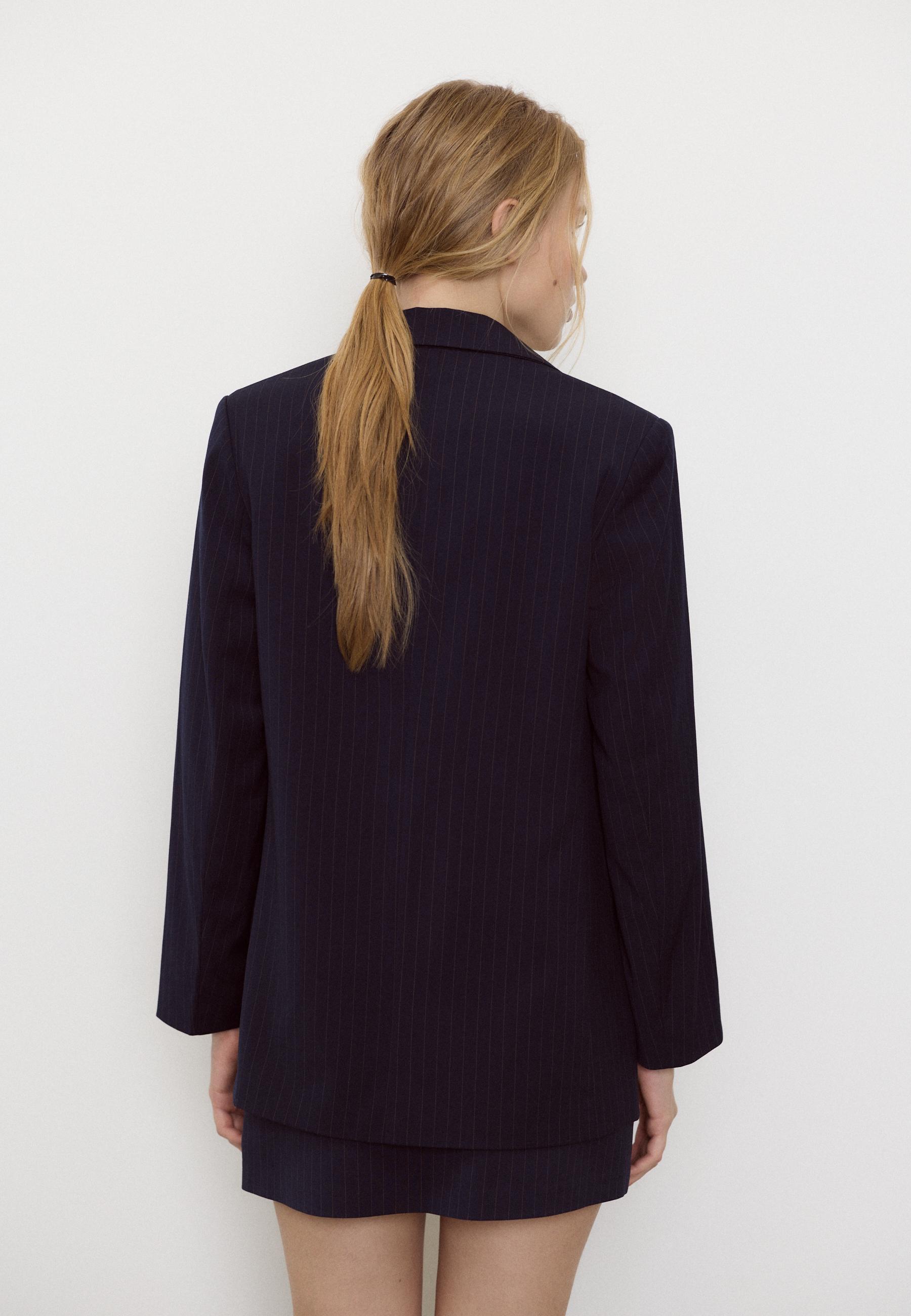 Striped open blazer — Navy blue