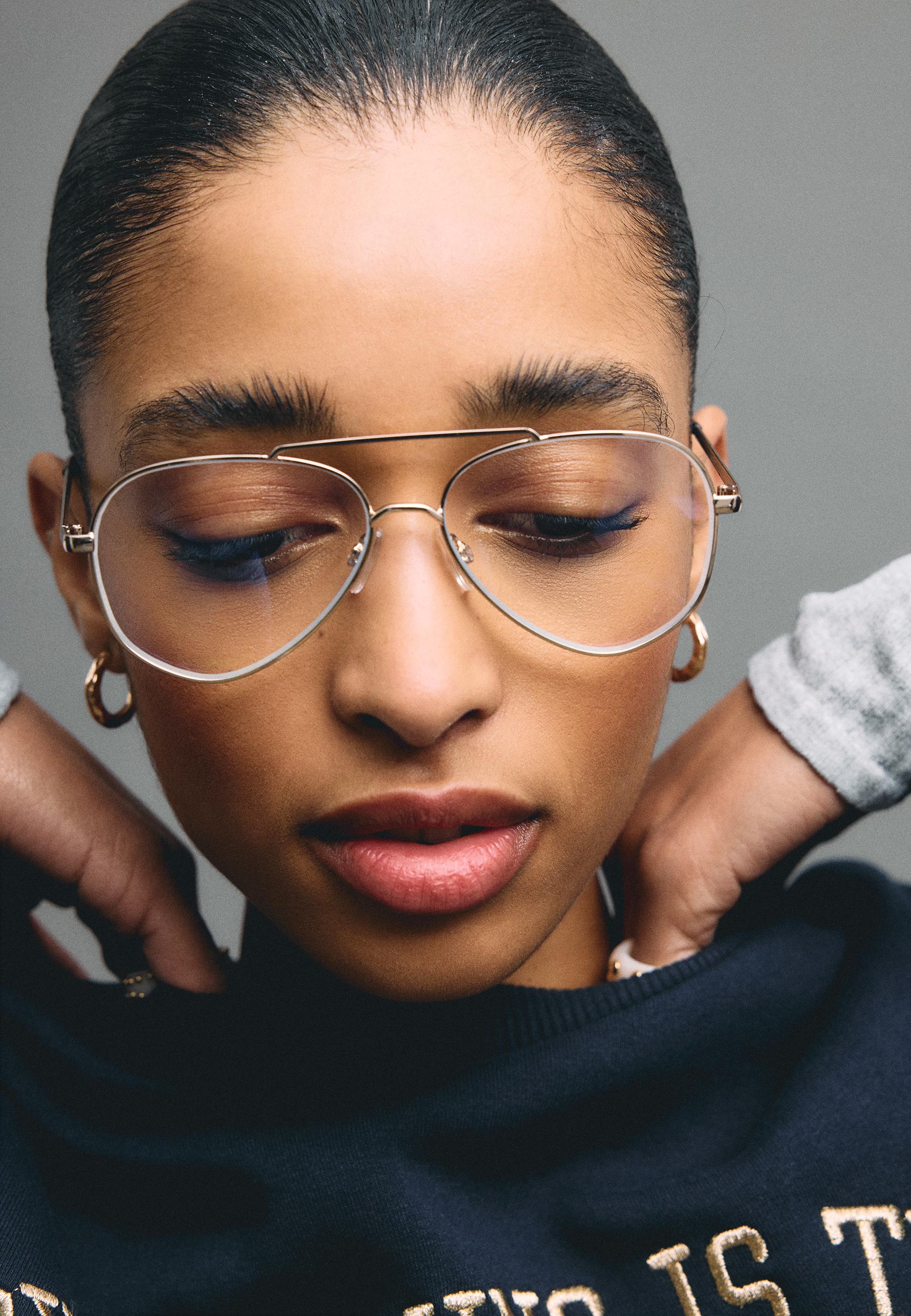 METALLIC BLUE LIGHT FILTER GLASSES — Gold