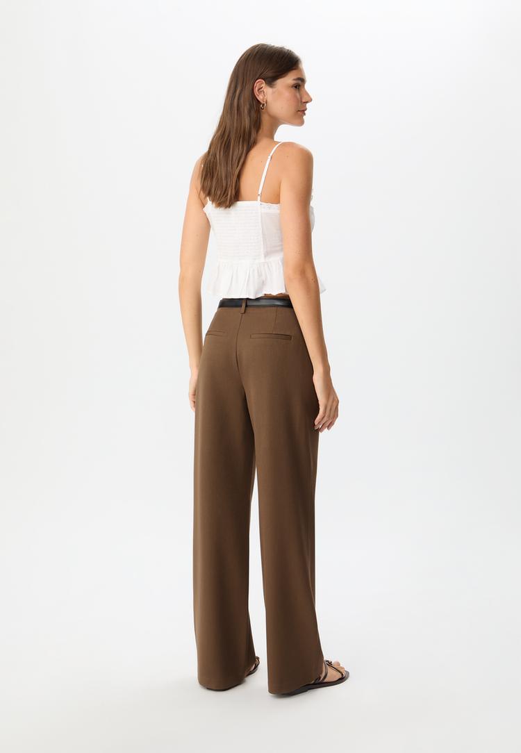 pantaloni morbidi dritti eleganti con cintura