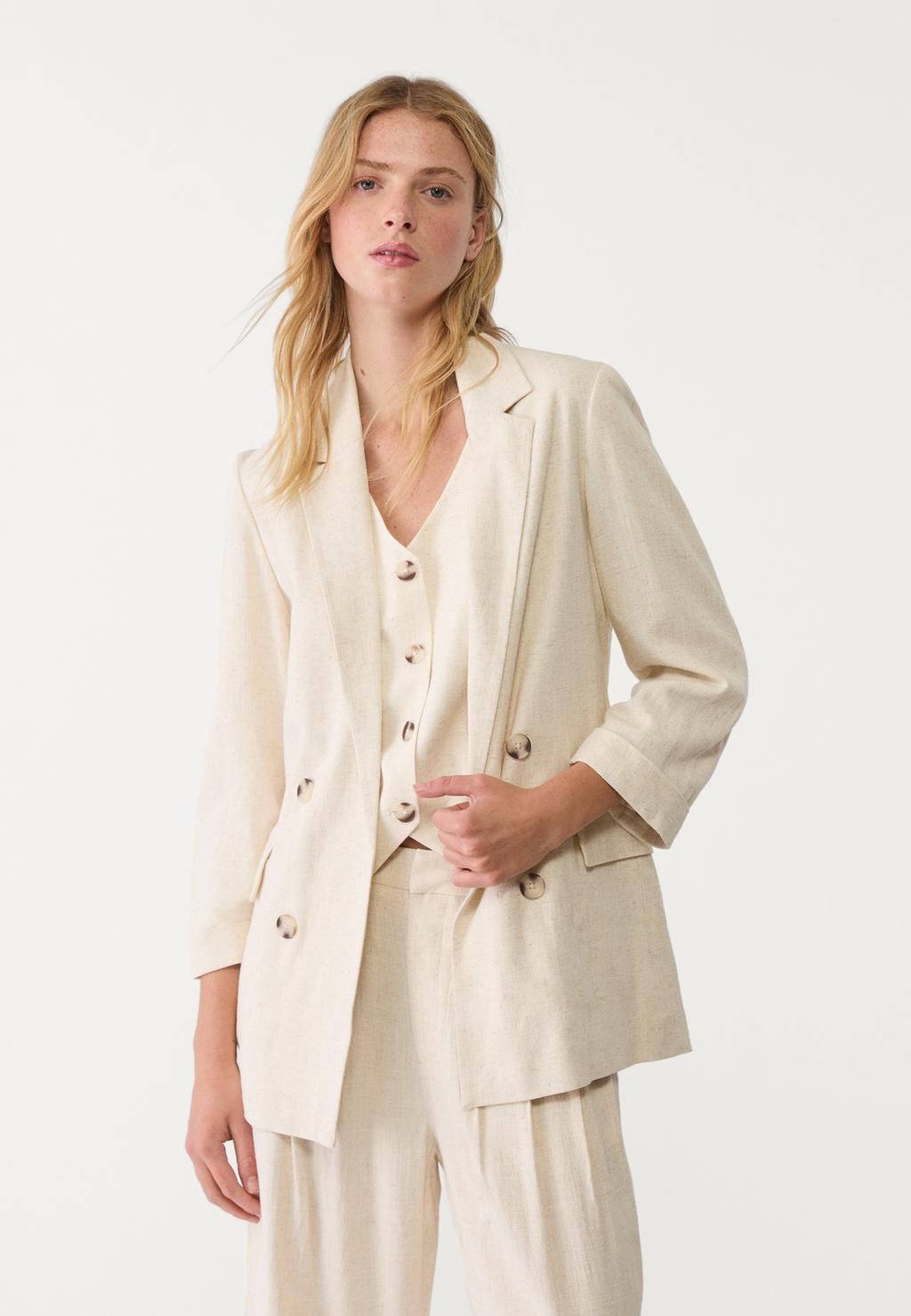 Open linen blend blazer