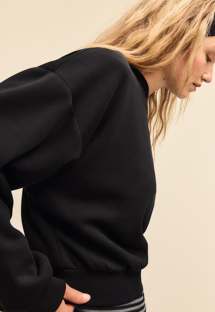 yumusak dokulu yarasa kollu sweatshirt