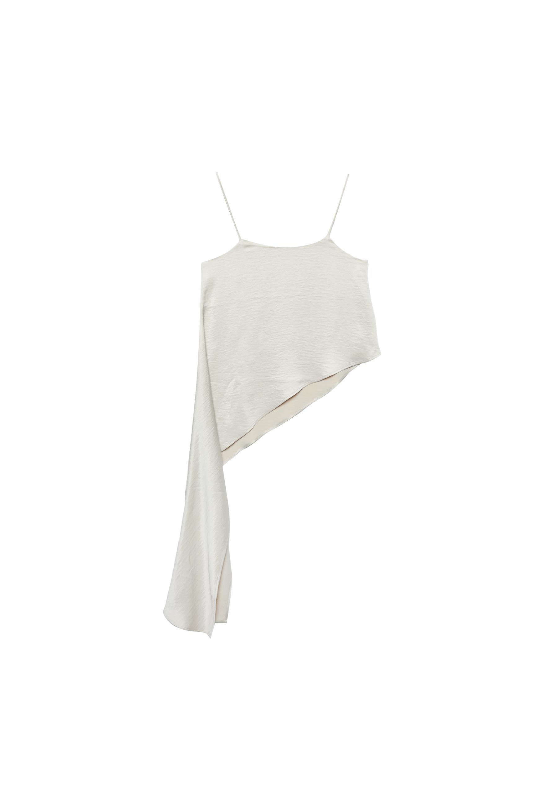 Asymmetric satin top — Stone