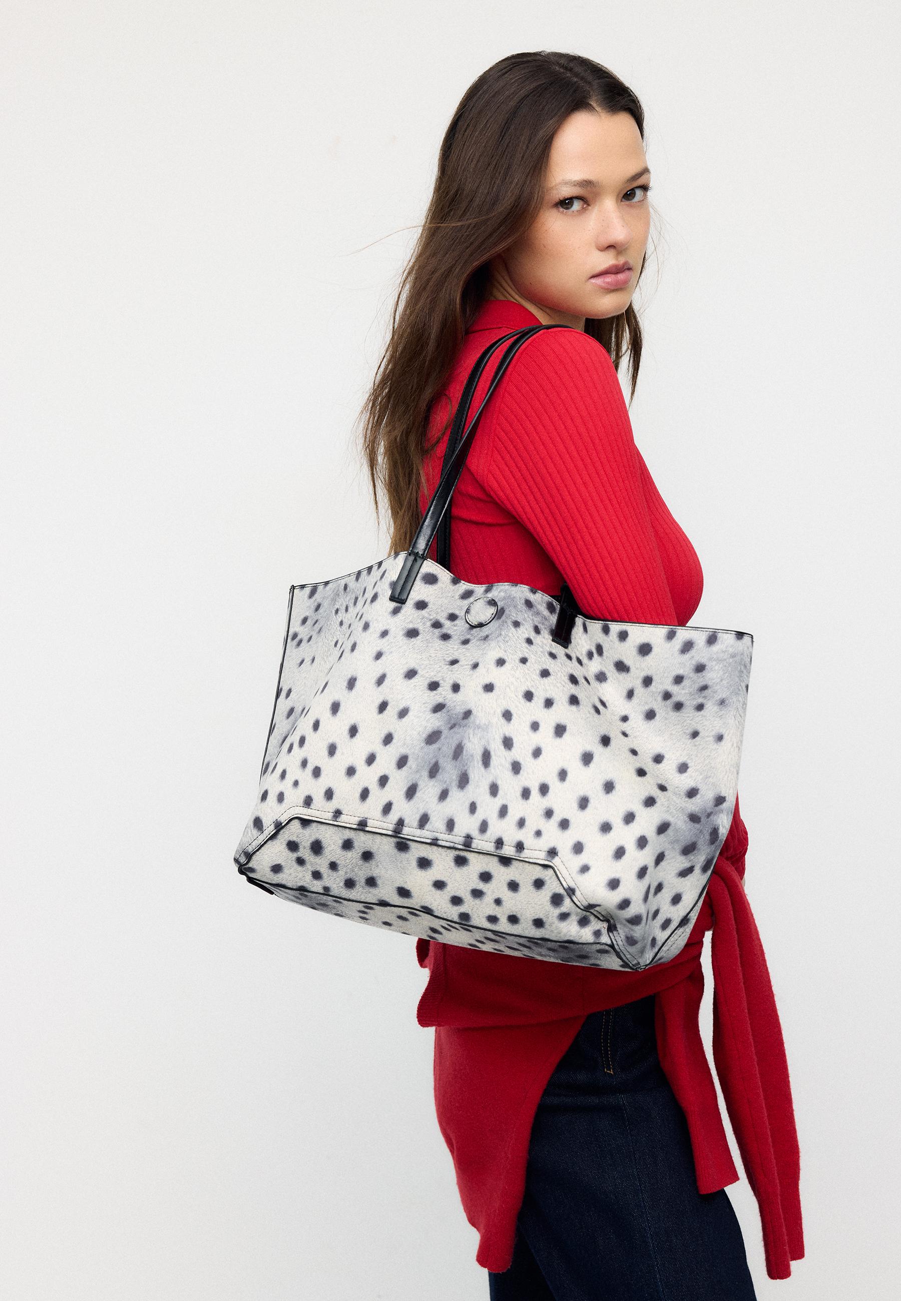 Reversible zebra print shopper bag — Black