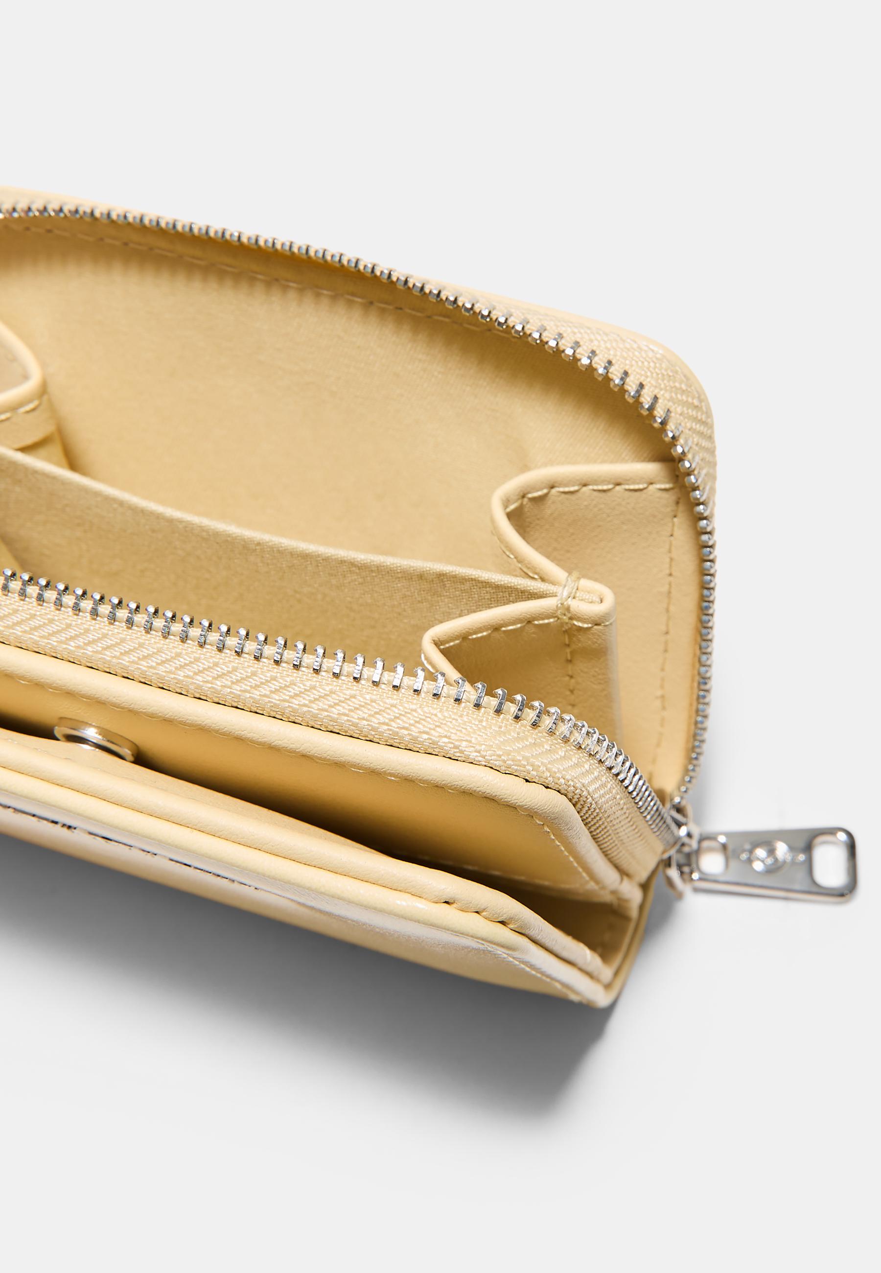 ZIPPED LEATHER EFFECT PURSE — Gold