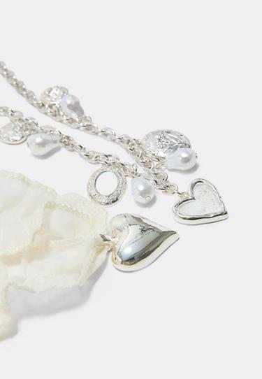 Double necklace set with charms — Grey 5