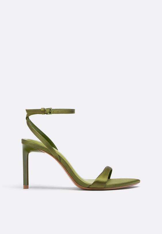 satin effect stiletto heel sandals