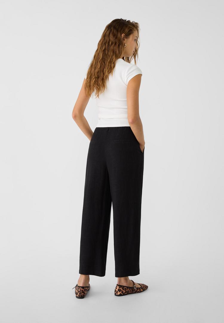 pantalon culotte con lino