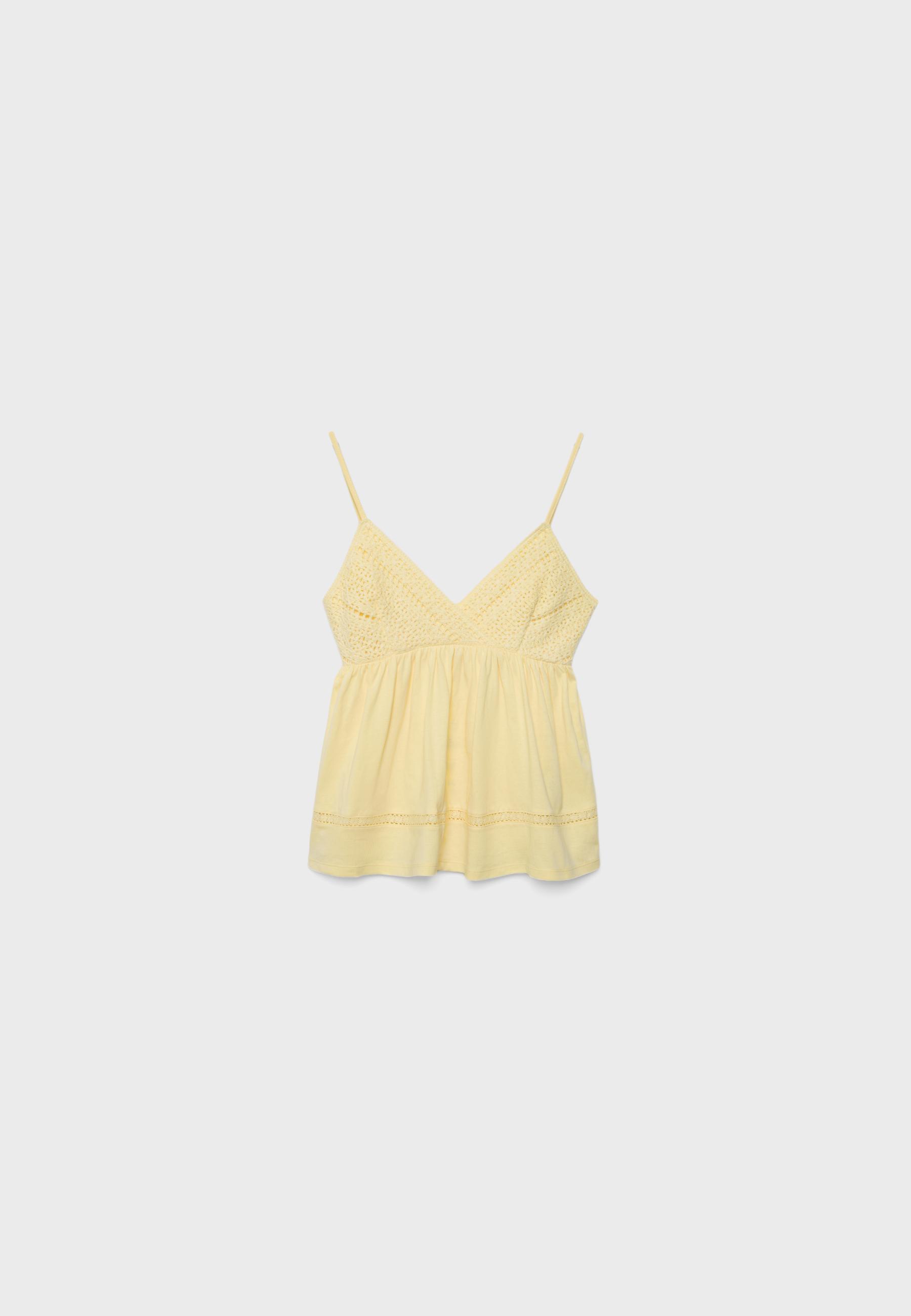 Crochet strappy top — Pastel yellow