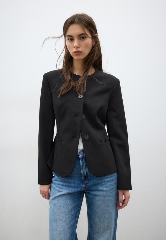 Bisiklet yaka blazer ceket