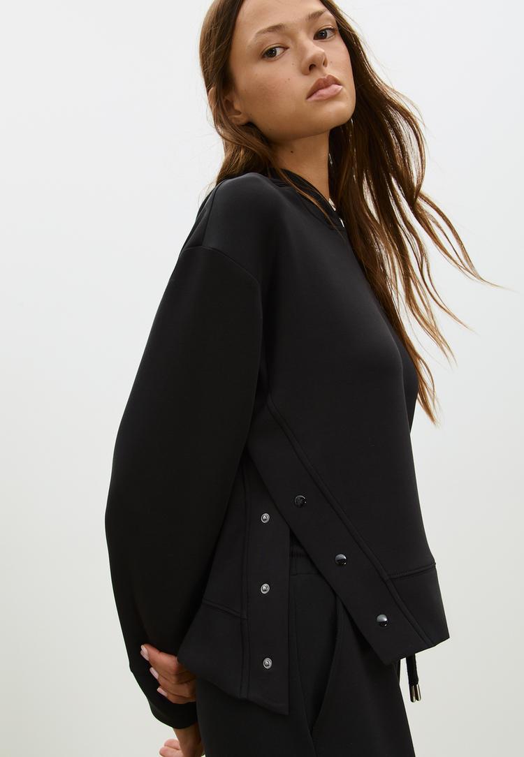 sudadera capucha tacto suave botones