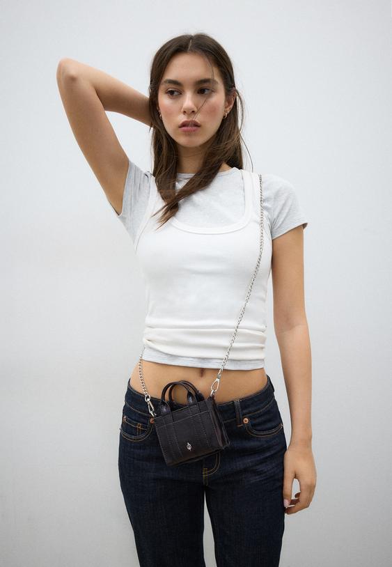 Stradivarius Mini Tote Bag Black Os