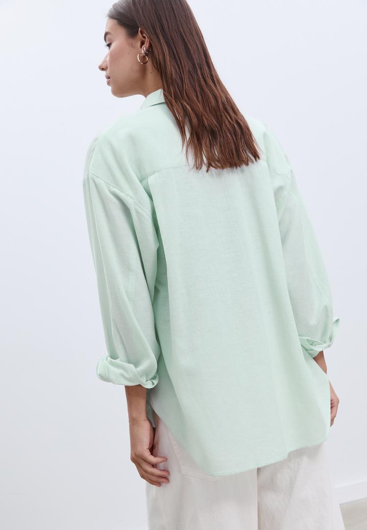 camicia fluida con lino