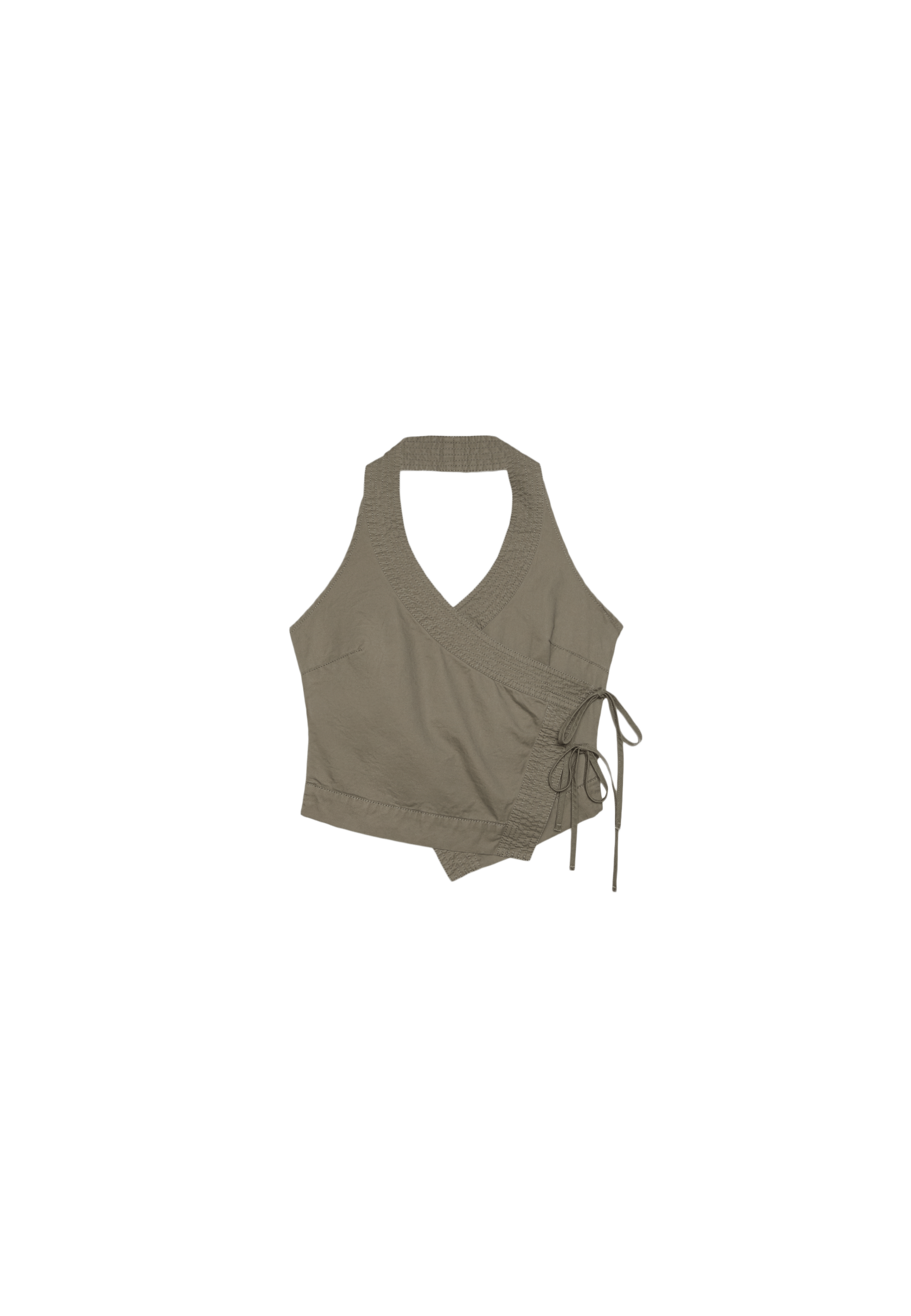 Halter neck wrap top — Khaki