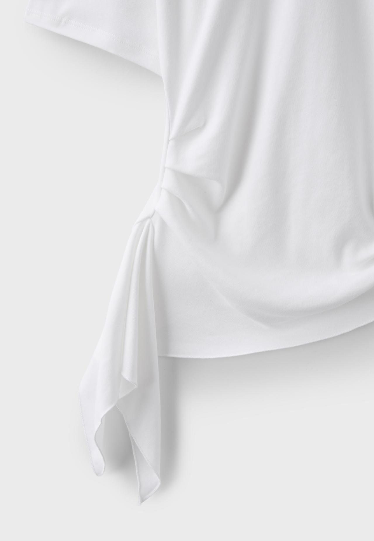 Asymmetric short sleeve T-shirt — Ecru