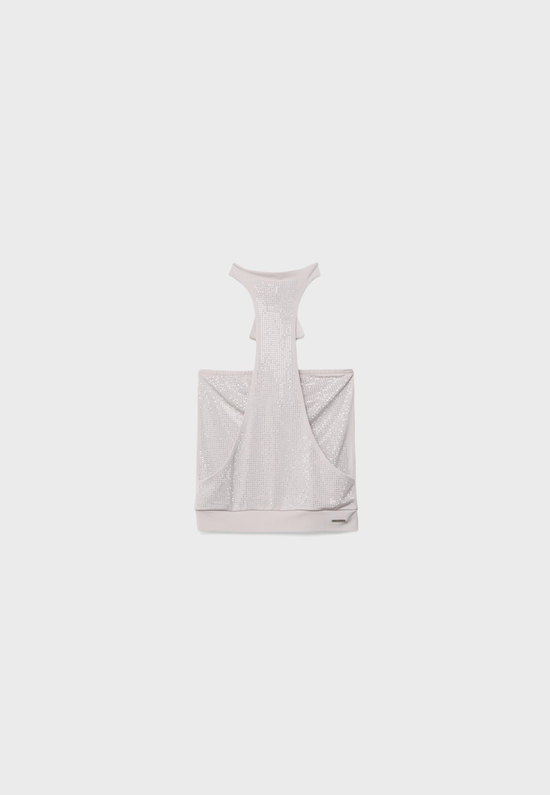 One Dilemma halter top with rhinestones — Mid grey