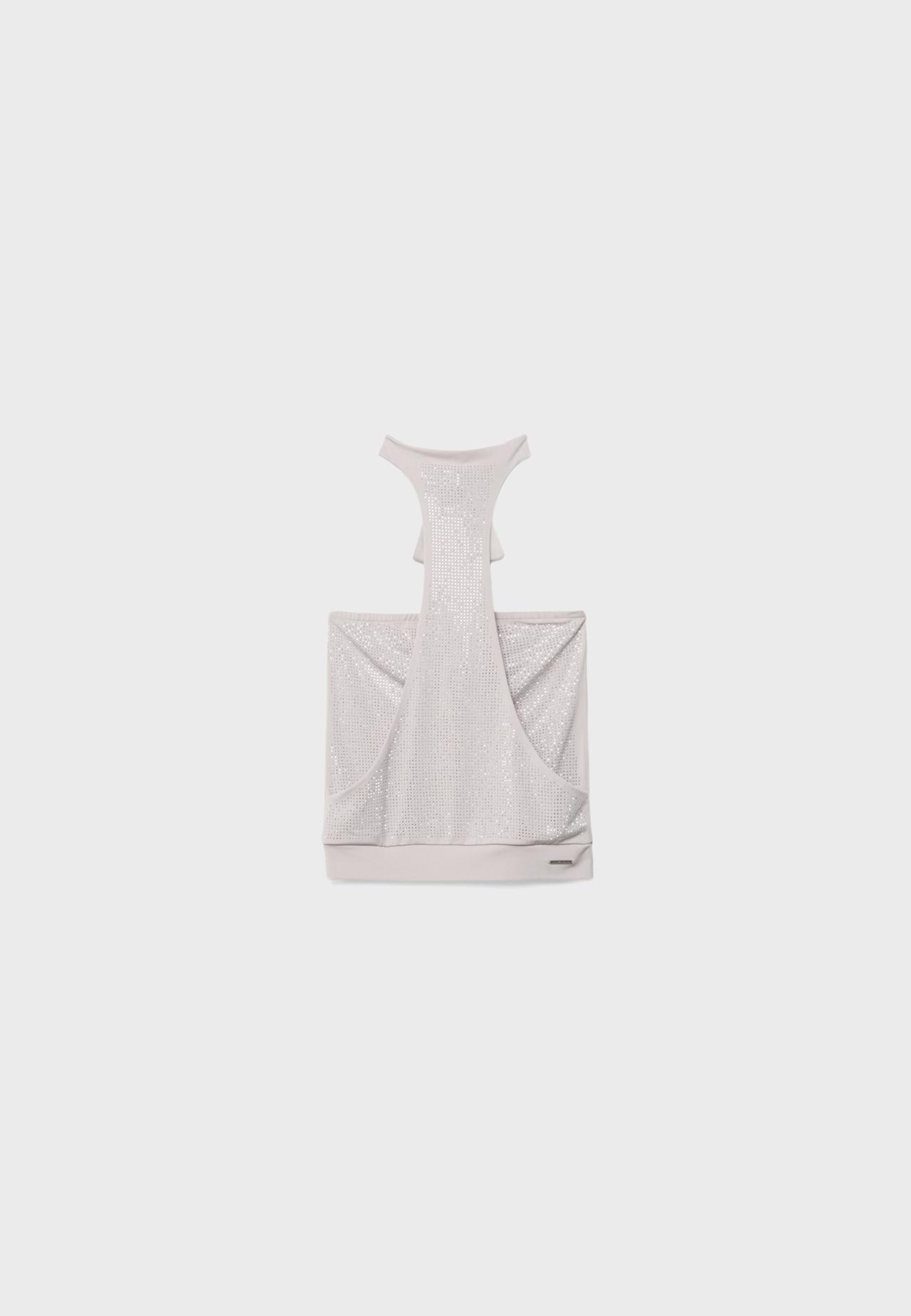 One Dilemma halter top with rhinestones — Mid grey