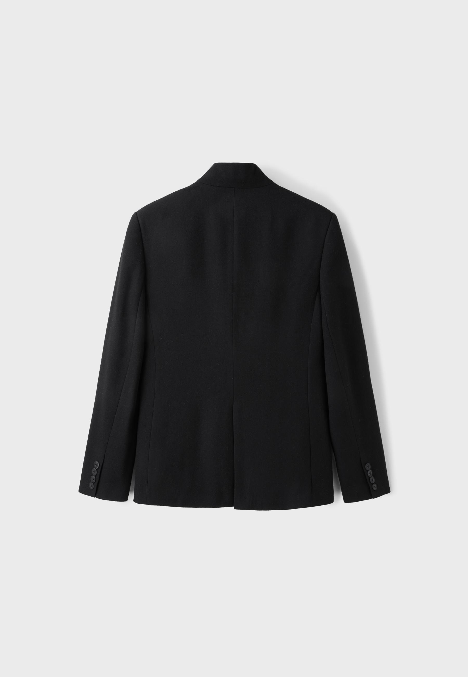 Asymmetric wool-blend blazer — Black